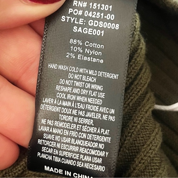 NWT Good American Rib Knit Tie Waist Midi Dress Sage Green Sz 2 - Picture 6 of 7